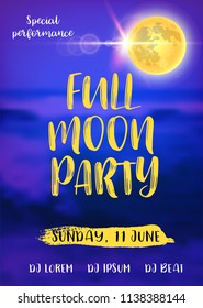 Full Moon Beach Party Flyer.  Design EPS 10