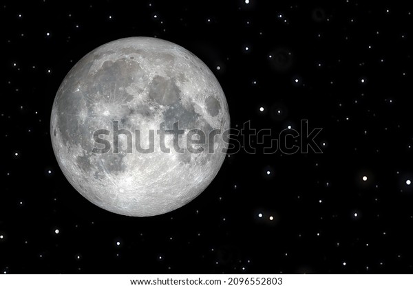 Full moon with\
galaxy and stars with copy space on the right side. Some elements\
of this image provided by\
NASA.