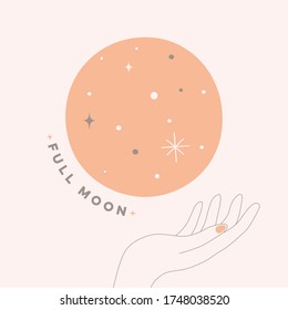 Full moon minimalistic pastelcolor pink