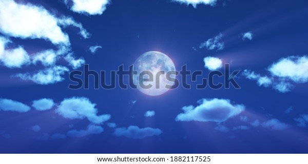 full moon\
at night night sky, illustration 3d\
render