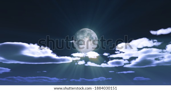 full moon\
at night night sky, illustration 3d\
render