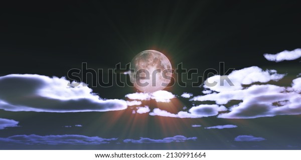 full moon
at night night sky, illustration 3d
render