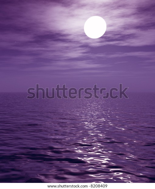 Full moon over the\
sea