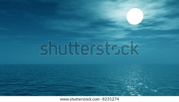 Full moon over the
sea