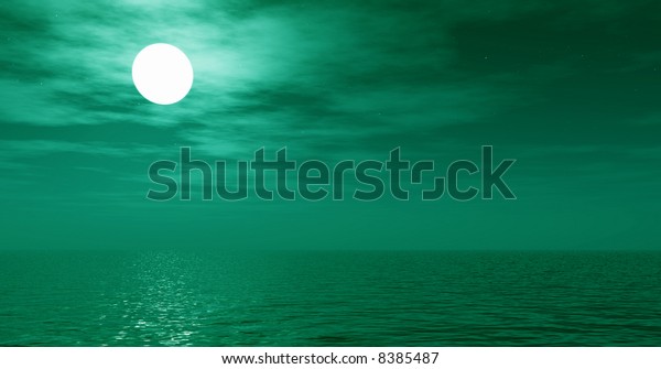Full moon over the\
sea