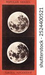 Full Moon: Photographed June 2nd and Aug 29th (1871), vintage illustration by Lewis Morris Rutherfurd. Vintage moon night sky art drawing illustration, old painting art print. Two moons.