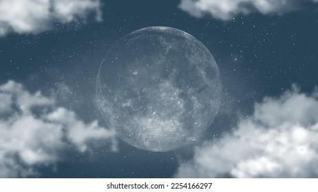 Full moon seen through clouds
