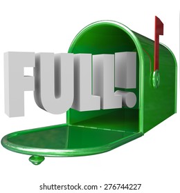 Full Word In 3d Letters In A Green Metal Mailbox To Illustrate Junk Messages Overflowing An Email Inbox