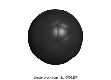 Fullerene Allotrope Of Carbon Lattice Ball Molecule. Chemical Nanotechnology Structure Isolated On White Background 3D.