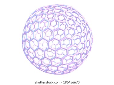 Fullerene molecular model C540 on white background
