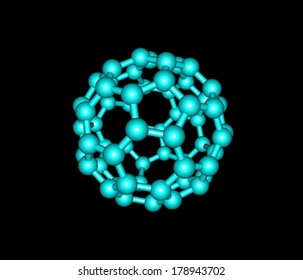 Fullerene molecular model C60 on black background