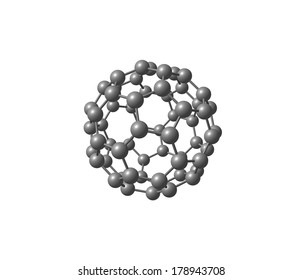 Fullerene molecular model C60 on white background