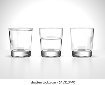 Full,half  And Empty Water Glasses