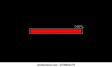 A fully complete loading bar illustration, set at 100% progress, ideal for use in dashboards, websites, and applications to visually signify task completion.