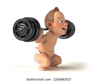 Fun 3D Cartoon Baby Squatting