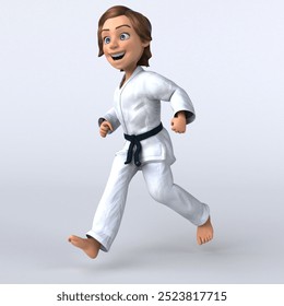 Fun 3D cartoon girl karateka illustration - Powered by Shutterstock