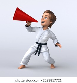 Fun 3D cartoon girl karateka illustration - Powered by Shutterstock