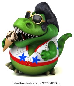 Fun 3D Cartoon Illustration Of A Trex Rocker