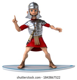 Fun 3D Cartoon Roman Soldier Surfing