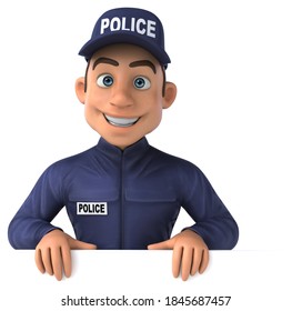 Fun 3d Illustration Cartoon Police Officer Stock Illustration ...