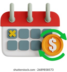 Fun 3D visual of auto-billing for subscriptions, perfect for fintech or SaaS designs.