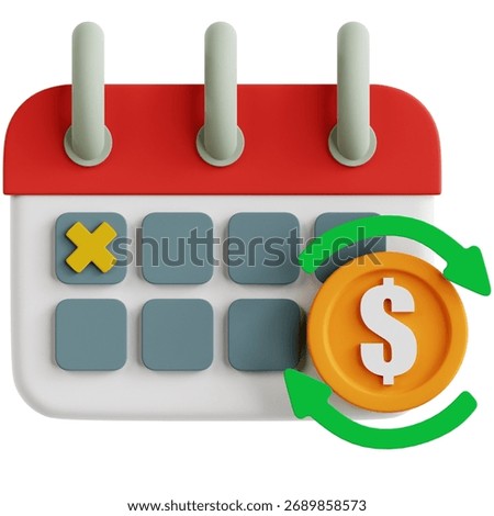 Fun 3D visual of auto-billing for subscriptions, perfect for fintech or SaaS designs.