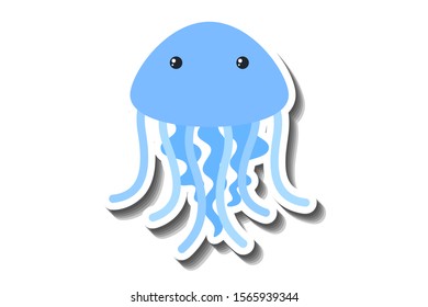 Cute Jellyfish Cartoon Smiling Stock Vector (Royalty Free) 443238826 ...