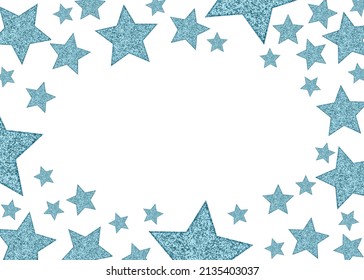 Fun Border With Blue Star Isolated On White With Copy Space For Your Fun Or Success Message 3D Illustration 