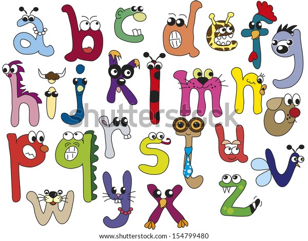 Fun Comical Alphabet Lowercase Letters Ilustrações Stock 154799480