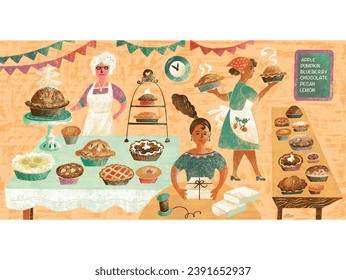 fun illustration of pie bake sale - Powered by Shutterstock