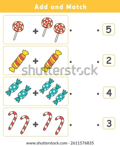Fun Math Logic Puzzles for Kids. Math Game with Cute Candy Doodle. Math Activities for Children. Addition for Kids.