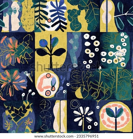 Fun modern pattern clash fabric print for summer beach textile designs with a linen cotton effect. Seamless trendy repeat background