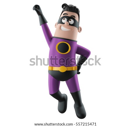 Fun superhero 3d render man, no background