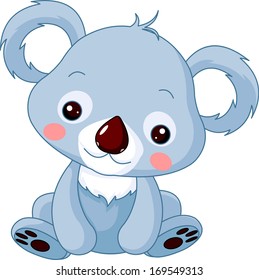 Fun zoo. Illustration of cute Koala Bear. Raster version.  