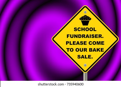 Fundraiser sign for schools, purple background.  - Powered by Shutterstock