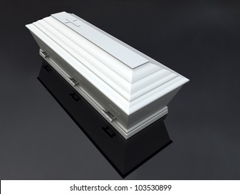 Funeral Casket White, Isolated