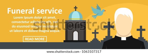 Funeral service\
banner horizontal concept. Flat illustration of funeral service\
banner horizontal concept for\
web