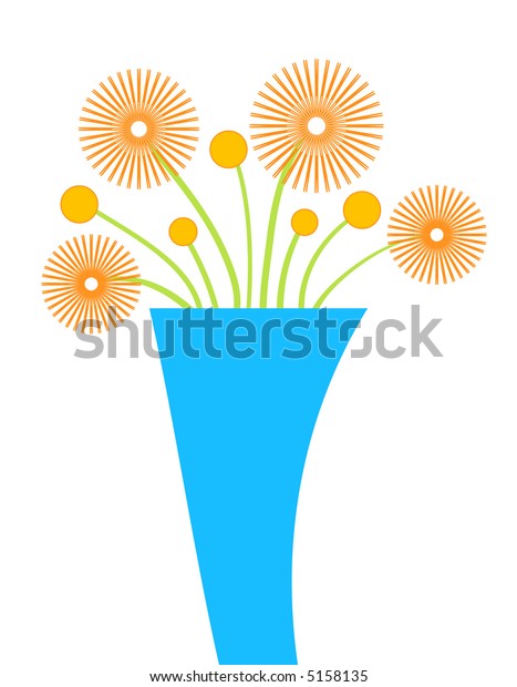 Funky Blue Vase Flowers Stock Illustration 5158135