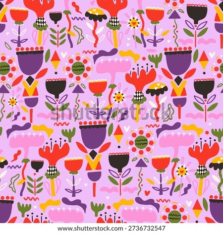 Funky Floral Seamless Pink Pattern