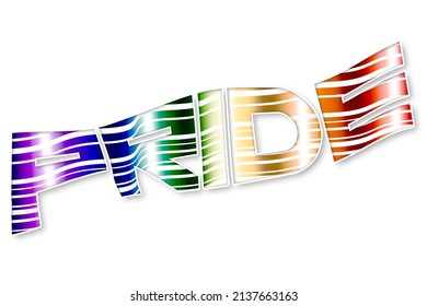 A Funky Gay Pride Flag Dimensional Stripes Slanted Angle Waving Shiny Proud Symbol Text Copy