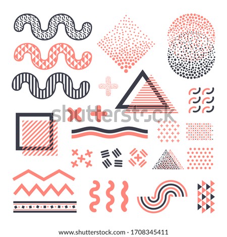 Funky memphis graphic elements isolated on white background