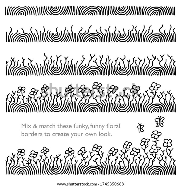 Funky_Floral_Hand drawn borders.  Mix and\
match to build your own borders or content dividers.\

