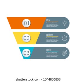 Funnel With 3 Steps. Business Infographic Template With Cone Or Pipeline. Marketing And Sales Concept. 