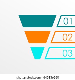 Funnel Symbol. Marketing And Sales Chart. Business Infographic Template With 3 Steps Or Levels.