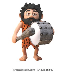 Funny 3d Cartoon Prehistoric Caveman Character Stock Illustration ...