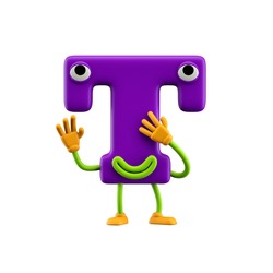 Funny Alphabet Character. Letter T. Isolated On White Background.