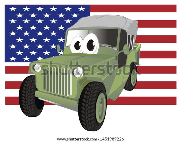 funny army car and American\
flag