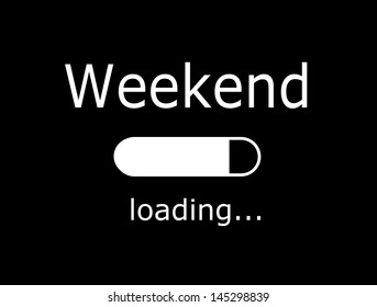 Funny board with inscription "Weekend, loading" - Powered by Shutterstock