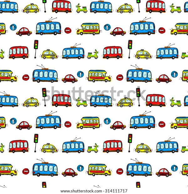 Funny Cars. kids
seamless pattern
texture.