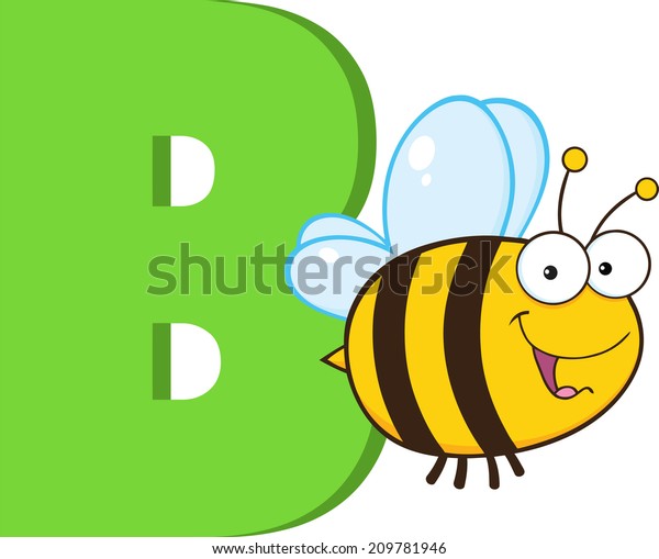 Funny Cartoon Alphabetb Bee Raster Illustration Stock Illustration ...